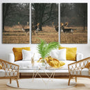 Deer Wall Art Canvas Print – Framed Rustic Wildlife Stags