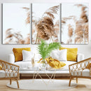 Pampas Grass Wall Art Canvas Print – Framed Neutral Tones