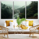 Misty Forest Wall Art Canvas Print – Framed Foggy River