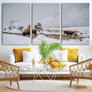 Bison Wildlife Wall Art Canvas Print – Framed Snowy Prairie