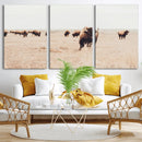 Bison Herd Wall Art Canvas Print – Framed Western Prairie