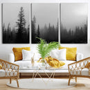 Misty Pines Wall Art Canvas Print – Framed Woodland