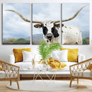 Texas Longhorn Wall Art Canvas Print – Framed Western Rustic