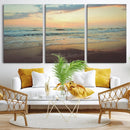 Sunset Seascape Wall Art Canvas Print – Framed Pastel Ocean