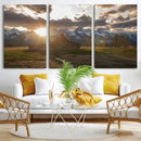 Snowy Peaks Wall Art Canvas Print – Rustic Mountain