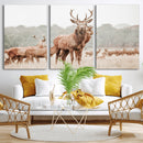 Rustic Nature Wall Art Canvas Print – Stag Woodland Framed