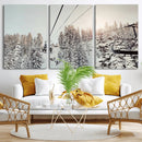 Frosty Pines Wall Art Canvas Print – Framed Cozy Cabin Ski