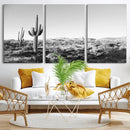 Saguaro Cactus Wall Art Canvas Print – Framed Monochrome