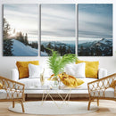 Snowy Mountain Wall Art Canvas Print – Frosty Peaks Alpine