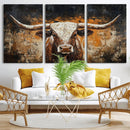 Abstract Longhorn Bull Wall Art Canvas Print – Vintage by MyGreatCanvas | Canvas Wall Art Prints | Photo Prints & Wall Decor