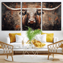 Rustic Longhorn Bull Wall Art Canvas Print – Vintage Western by MyGreatCanvas | Canvas Wall Art Prints | Photo Prints & Wall Decor