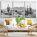 Black White Arizona Desert Canvas Wall Art Cactus Farmhouse