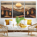 Wooden Mountain Layers Art – Rustic Pine Tree Landscape by MyGreatCanvas | Canvas Wall Art Prints | Photo Prints & Wall Decor