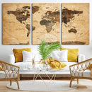 Push Pin World Map Canvas Print – Travel Tracker Wall Art