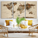 Vintage World Map Wall Art Canvas Print for Living Room, by MyGreatCanvas | Canvas Wall Art Prints | Photo Prints & Wall Decor