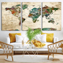 World Map Canvas Print – Framed Detailed Map of the World