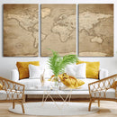 Colorful Watercolor World Map Canvas Wall Art – Framed