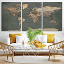 Rustic Black and Wood World Map Canvas Wall Art – Framed by MyGreatCanvas | Canvas Wall Art Prints | Photo Prints & Wall Decor