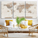 Framed Large World Map Canvas Print for Office Decor by MyGreatCanvas | Canvas Wall Art Prints | Photo Prints & Wall Decor