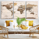 World Map Canvas Print – Framed Travel Map Wall Art for