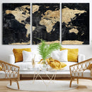 Framed Large World Map Wall Art Canvas Print for Living Room by MyGreatCanvas | Canvas Wall Art Prints | Photo Prints & Wall Decor