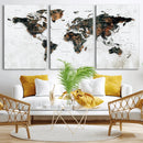 Large World Map Canvas Print – Framed Travel Map Wall Art