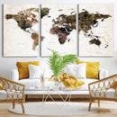 Watercolor World Map Print - Large Wall Art Canvas Print for
