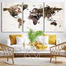 Watercolor World Map Print - Large Wall Art Canvas Print for