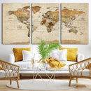 Rustic Vintage World Map Canvas Print – Framed Modern by MyGreatCanvas | Canvas Wall Art Prints | Photo Prints & Wall Decor