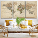 Framed World Map Wall Art for Home and Office Decor