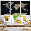 Grunge Wall Art World Map Canvas Print