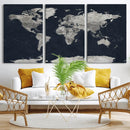 Colorful Watercolor World Map Canvas Print – Vibrant Framed