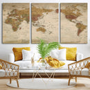 Vintage Detailed World Map Wall Art Canvas Print – Antique