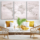 World Map Canvas Print – Detailed Map of the World Wall Art
