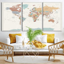 Pastel Colors World Map Wall Art Canvas Print by MyGreatCanvas | Canvas Wall Art Prints | Photo Prints & Wall Decor