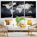 Vintage World Map Canvas Wall Art – Antique Triptych Map