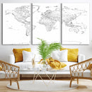 World Map Canvas Print – Framed Modern Detailed Map of the by MyGreatCanvas | Canvas Wall Art Prints | Photo Prints & Wall Decor