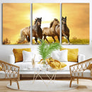 Wild Horses Wall Art Canvas Print – Framed Galloping Herd