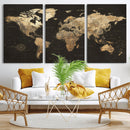 Framed World Map with Pin Canvas Print – Detailed World Map