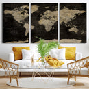 Push Pin World Map Canvas Wall Art Print, Interactive Travel