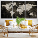 Vintage World Map Wall Art Canvas Print – Framed Large Map