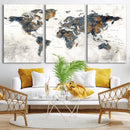 World Map Wall Art Canvas Print for Office Wall Decor