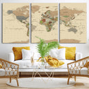 Extra Large World Map Canvas Print – Detailed Map of the