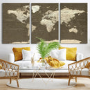 Vintage World Map Canvas Print – Framed Travel Map Wall Art