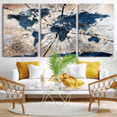 Rustic World Map Canvas Print – Framed Wall Art for Couples, by MyGreatCanvas | Canvas Wall Art Prints | Photo Prints & Wall Decor
