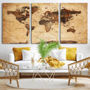 Modern Red and Gray World Map Canvas Print – Framed Wall Art by MyGreatCanvas | Canvas Wall Art Prints | Photo Prints & Wall Decor