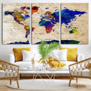Watercolor World Map Canvas Print – Framed Wall Art for by MyGreatCanvas | Canvas Wall Art Prints | Photo Prints & Wall Decor