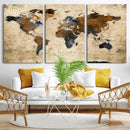 World Map Wall Art – Rustic Earth Tone Canvas Print, Antique by MyGreatCanvas | Canvas Wall Art Prints | Photo Prints & Wall Decor