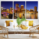 Boston Wall Art Canvas Print, Boston City Downtown Night by MyGreatCanvas | Canvas Wall Art Prints | Photo Prints & Wall Decor