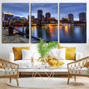 Boston Wall Art Canvas Print, Boston City Downtown Night by MyGreatCanvas | Canvas Wall Art Prints | Photo Prints & Wall Decor